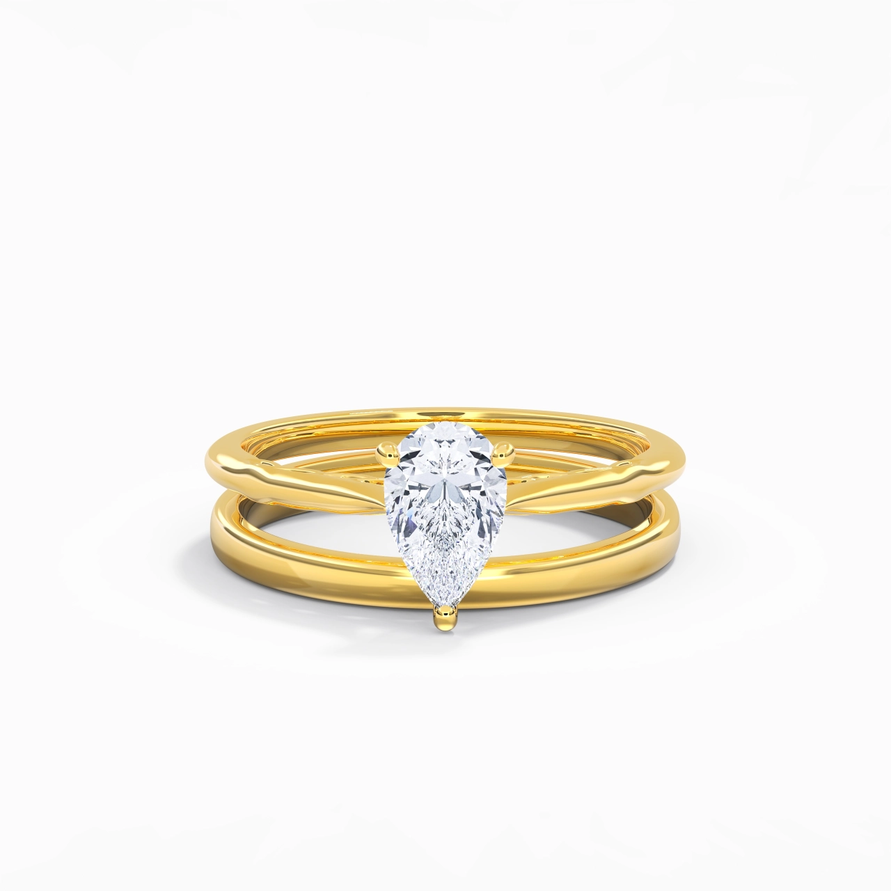 18K Gold Solitaire Traditional Shank Bridal Set