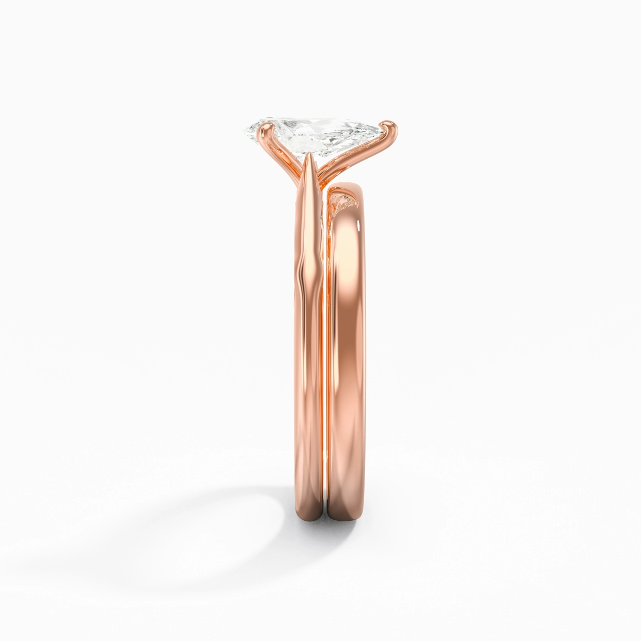 14K Rose Gold Solitaire Traditional Shank Bridal Set