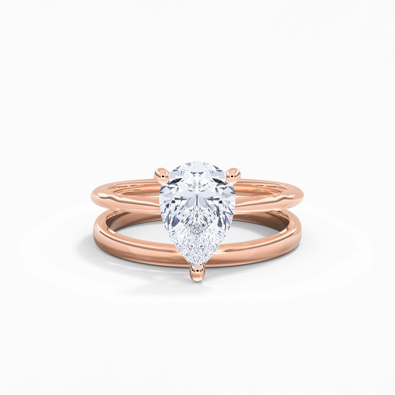 14K Rose Gold Solitaire Traditional Shank Bridal Set