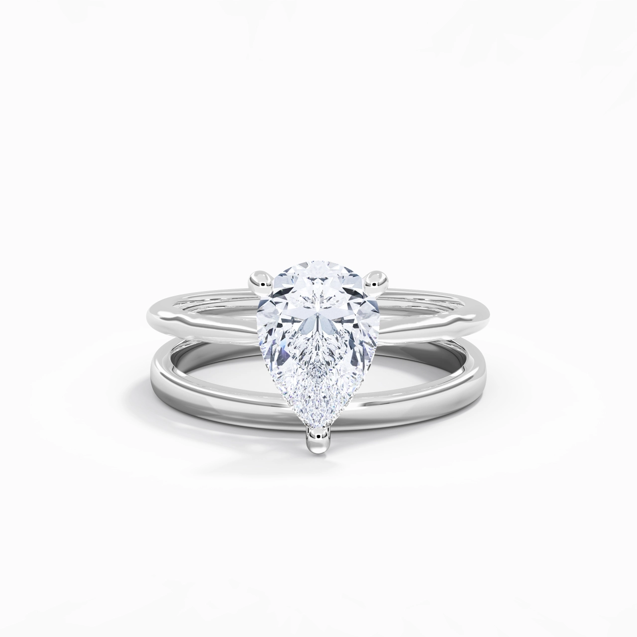 14K White Gold Solitaire Traditional Shank Bridal Set
