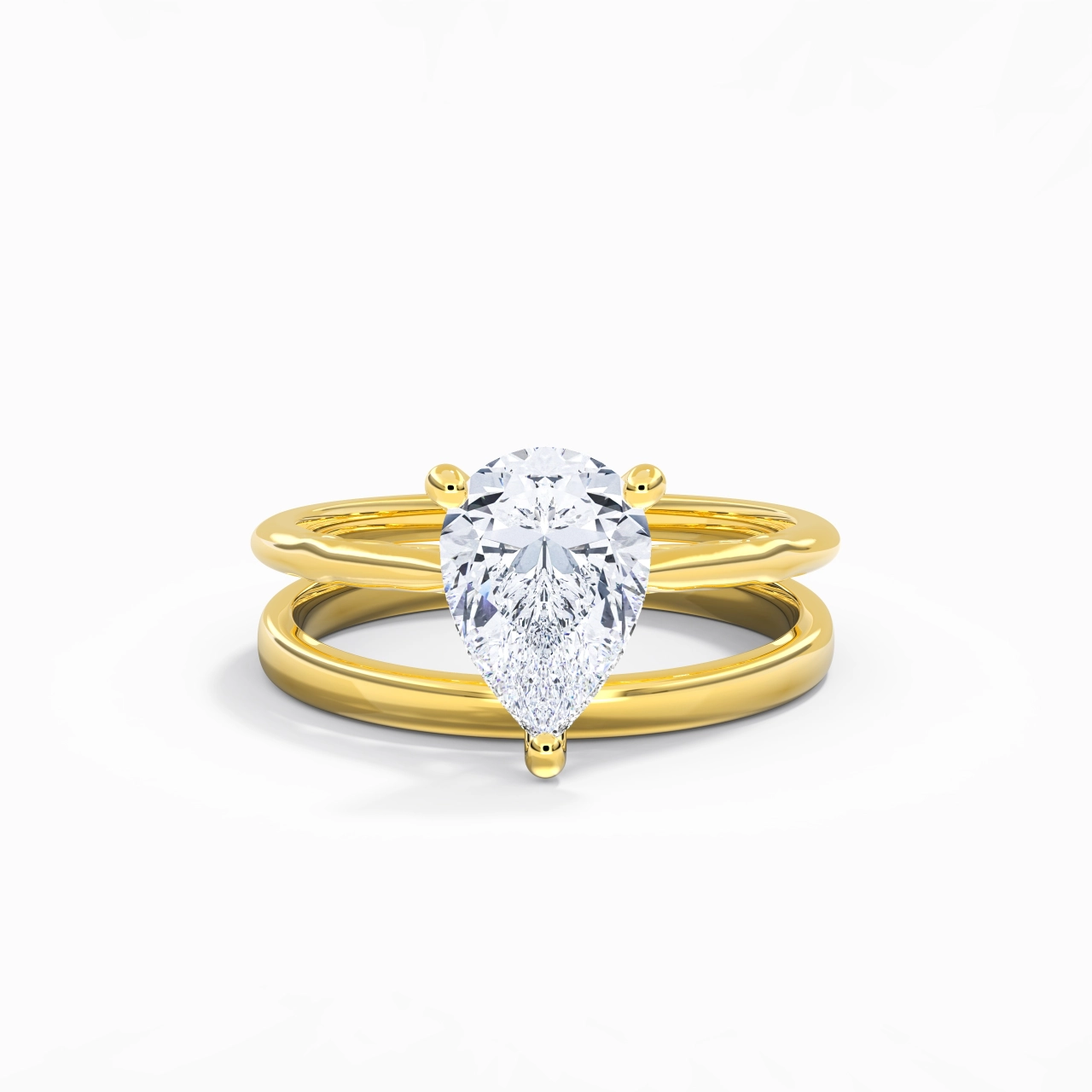 18K Gold Solitaire Traditional Shank Bridal Set