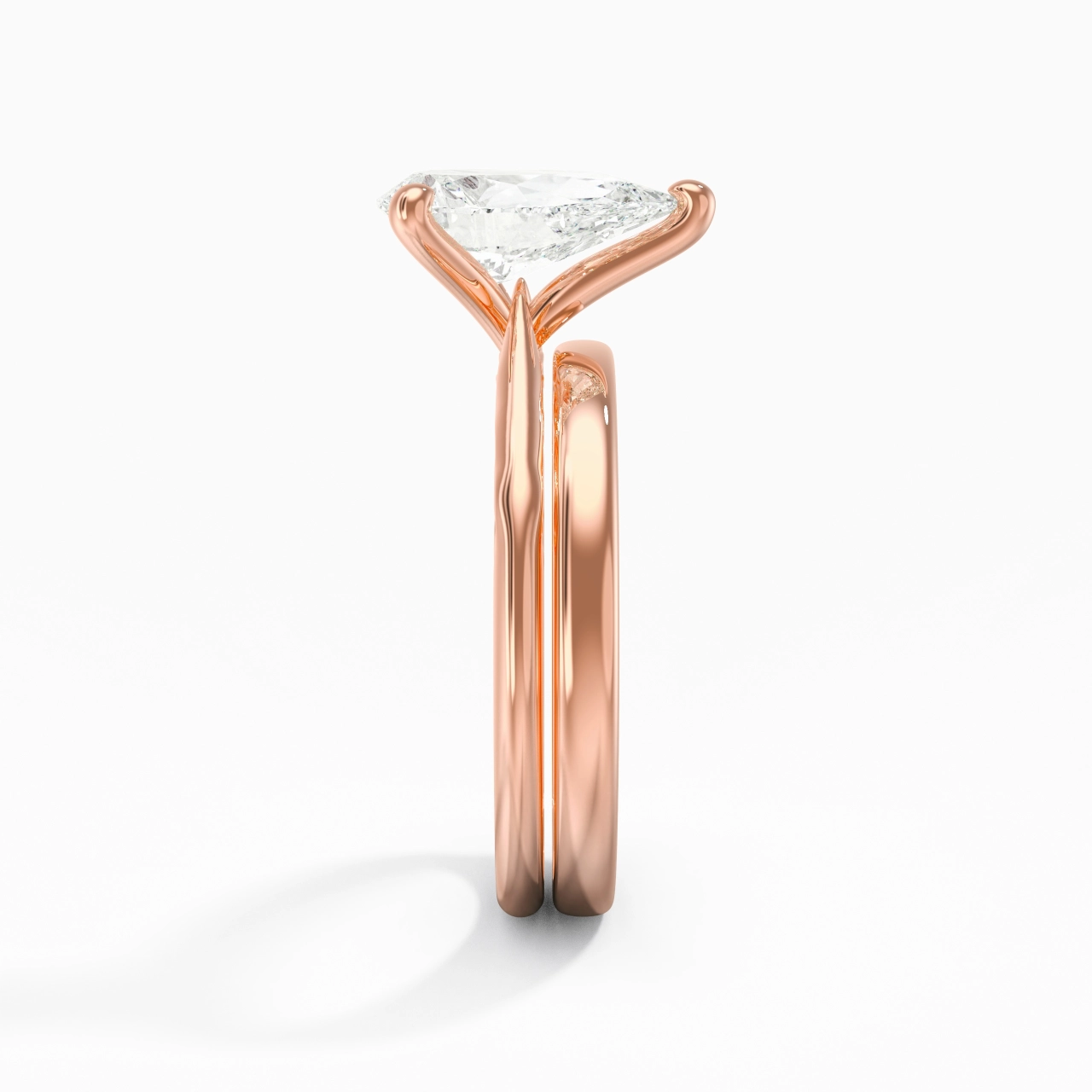 14K Rose Gold Solitaire Traditional Shank Bridal Set