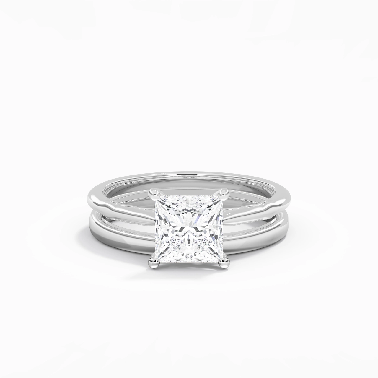 14K White Gold Solitaire Traditional Shank Bridal Set