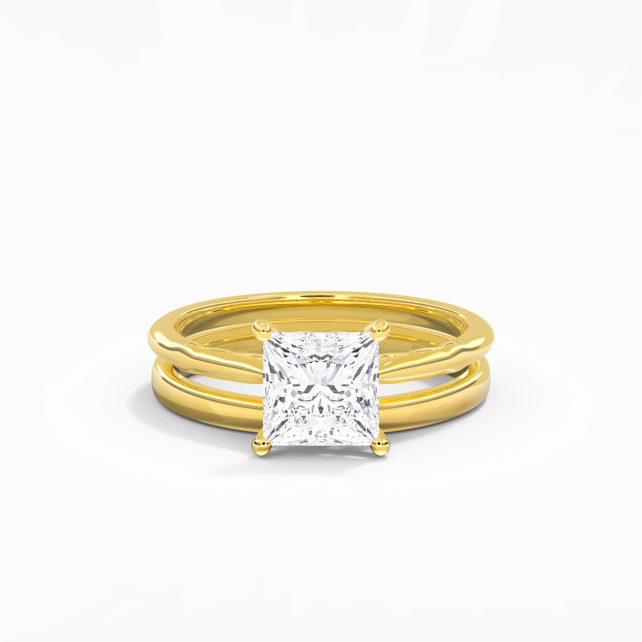 14K Gold Solitaire Traditional Shank Bridal Set