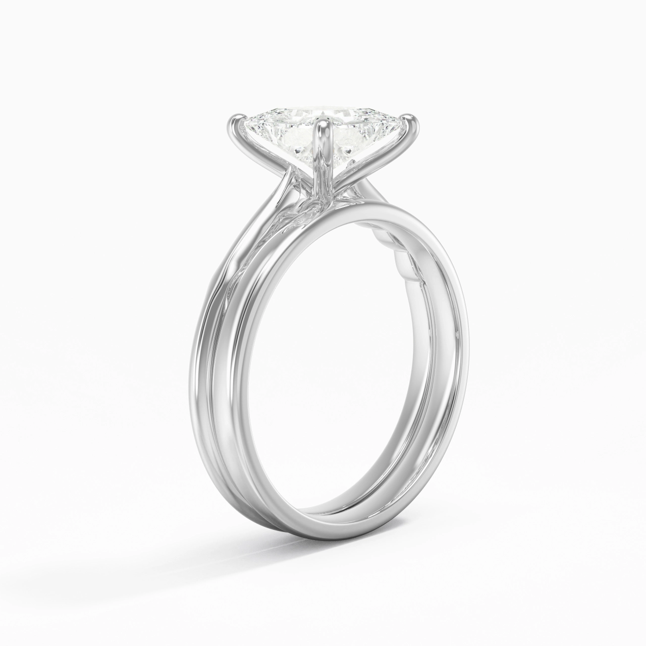 14K White Gold Solitaire Traditional Shank Bridal Set
