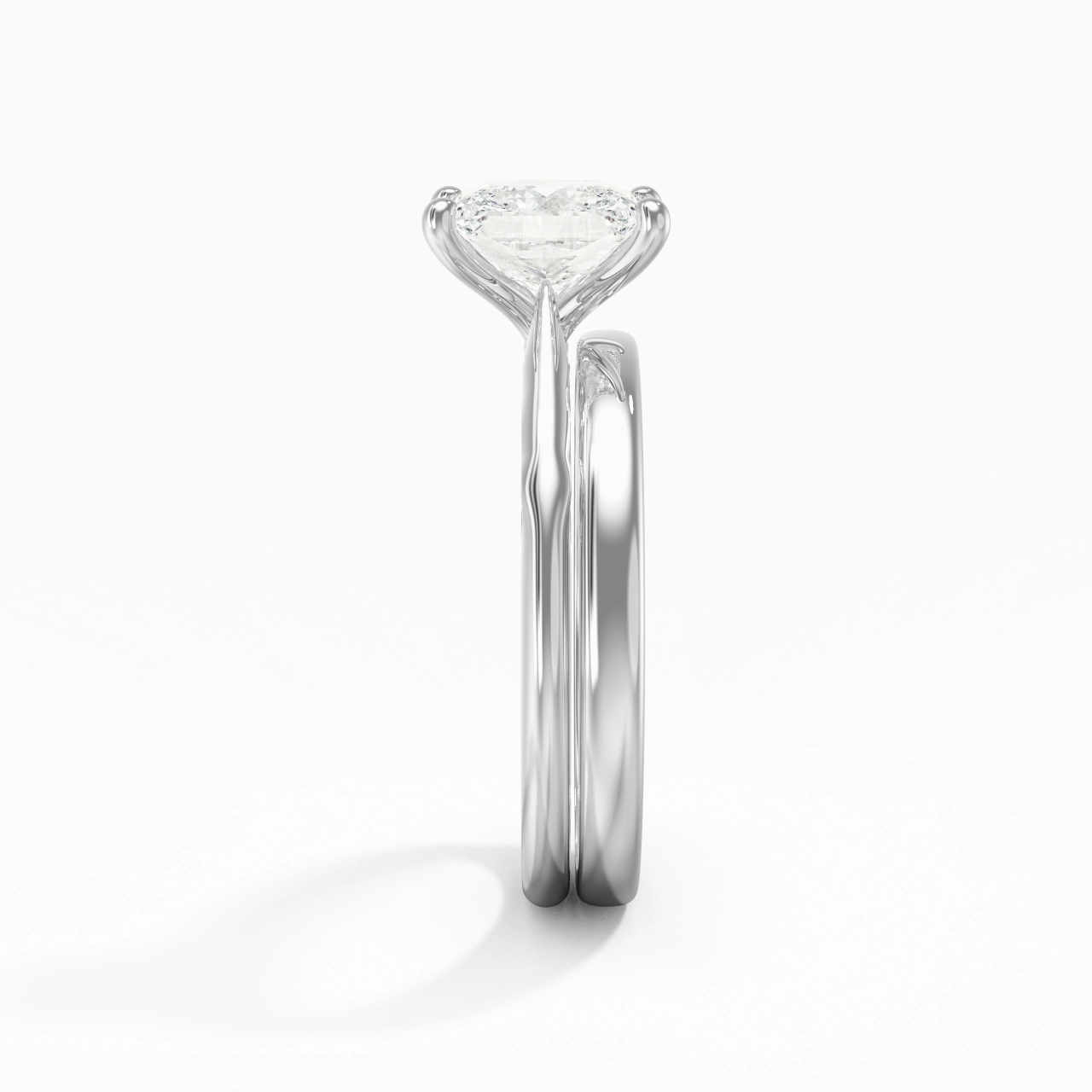 14K White Gold Solitaire Traditional Shank Bridal Set