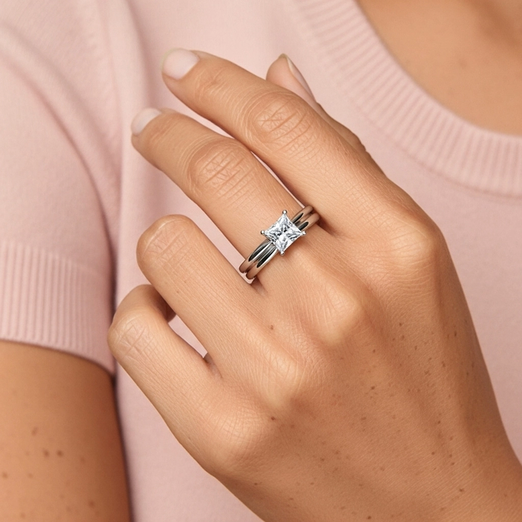 14K White Gold Solitaire Traditional Shank Bridal Set