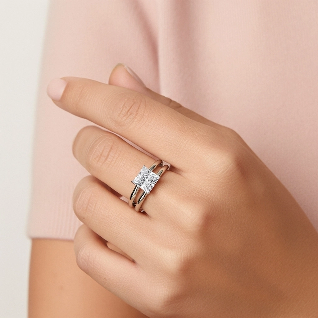 14K White Gold Solitaire Traditional Shank Bridal Set