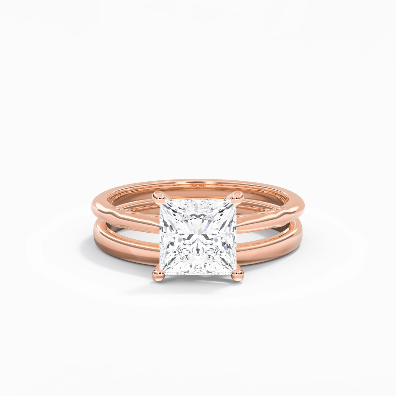 18K Rose Gold Solitaire Traditional Shank Bridal Set