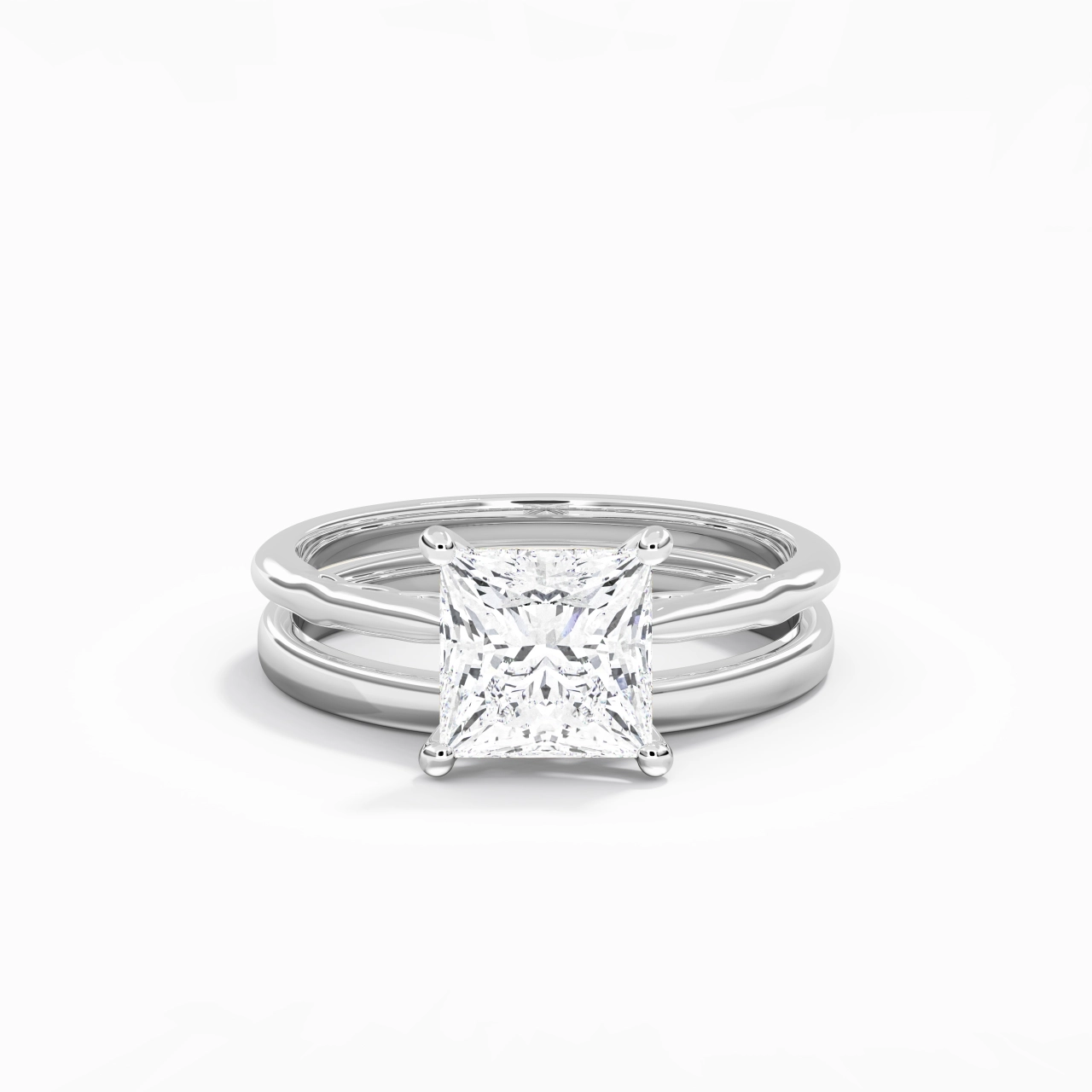 14K White Gold Solitaire Traditional Shank Bridal Set