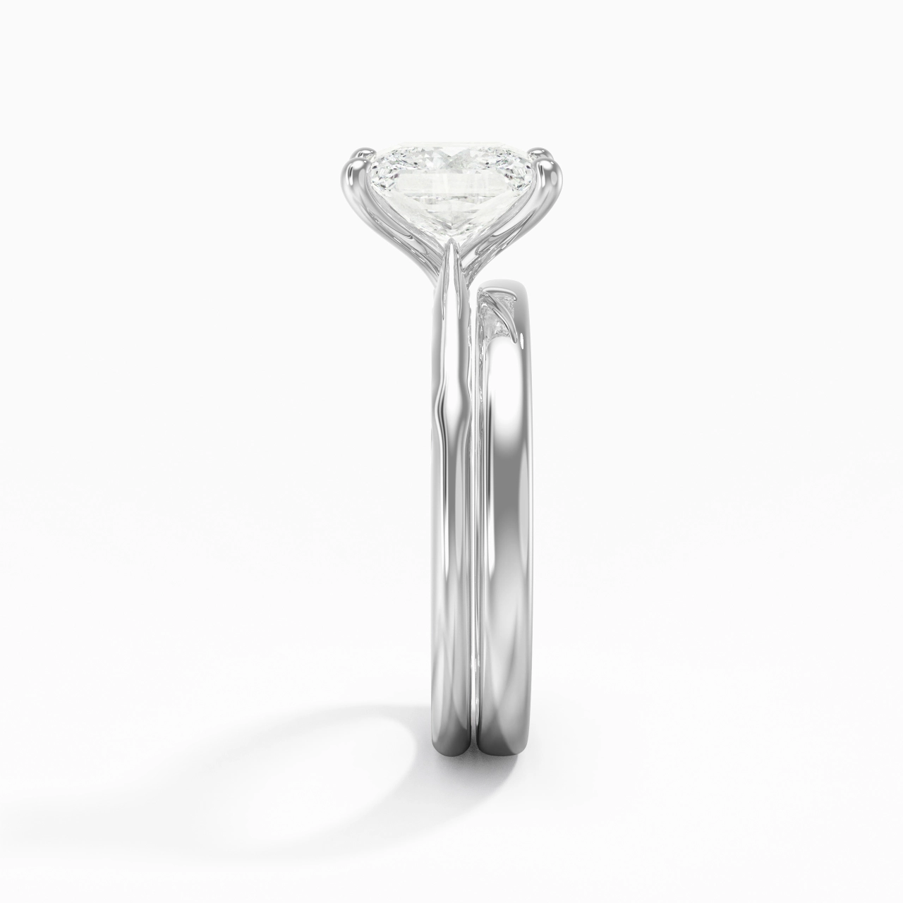 14K White Gold Solitaire Traditional Shank Bridal Set