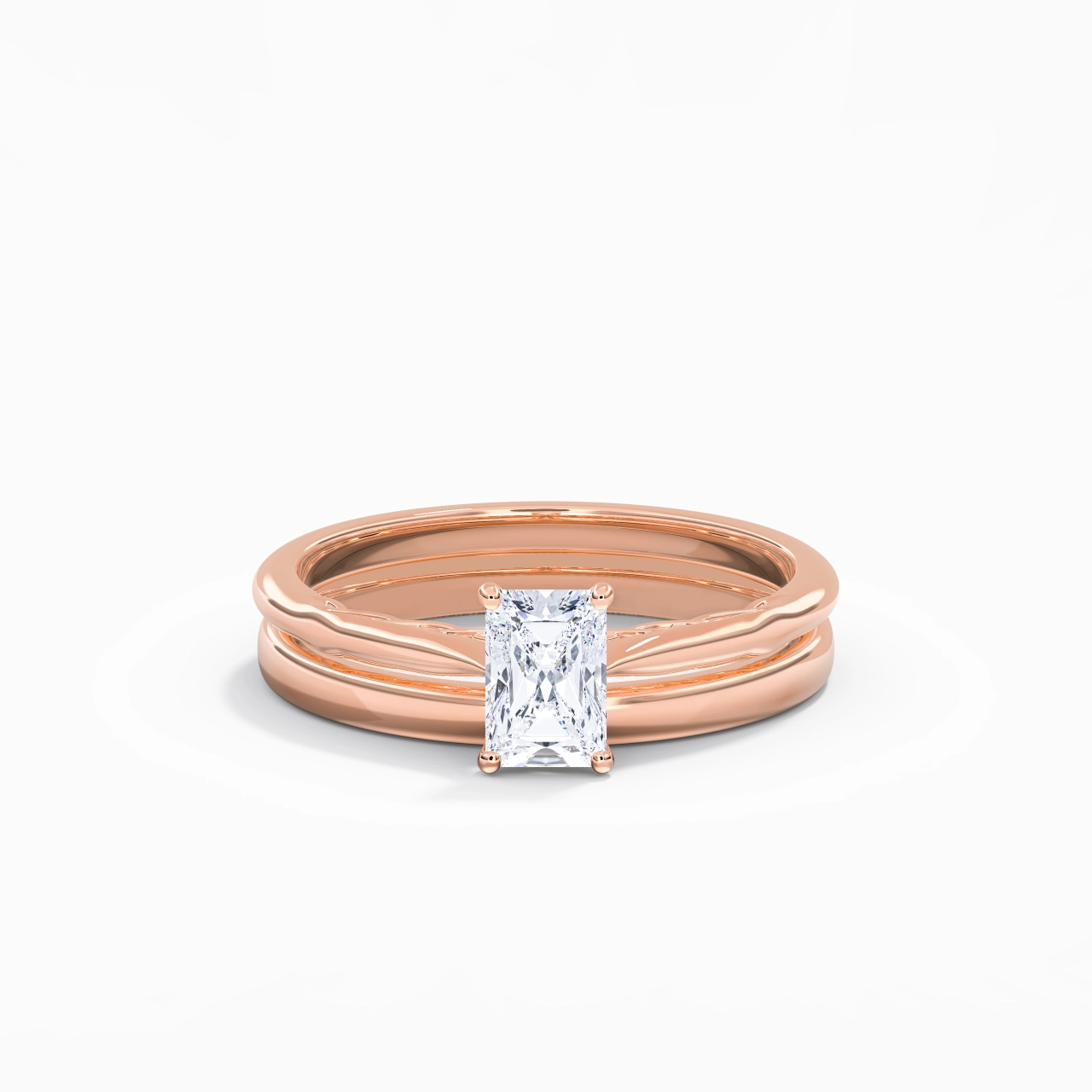 14K Rose Gold Solitaire Traditional Shank Bridal Set
