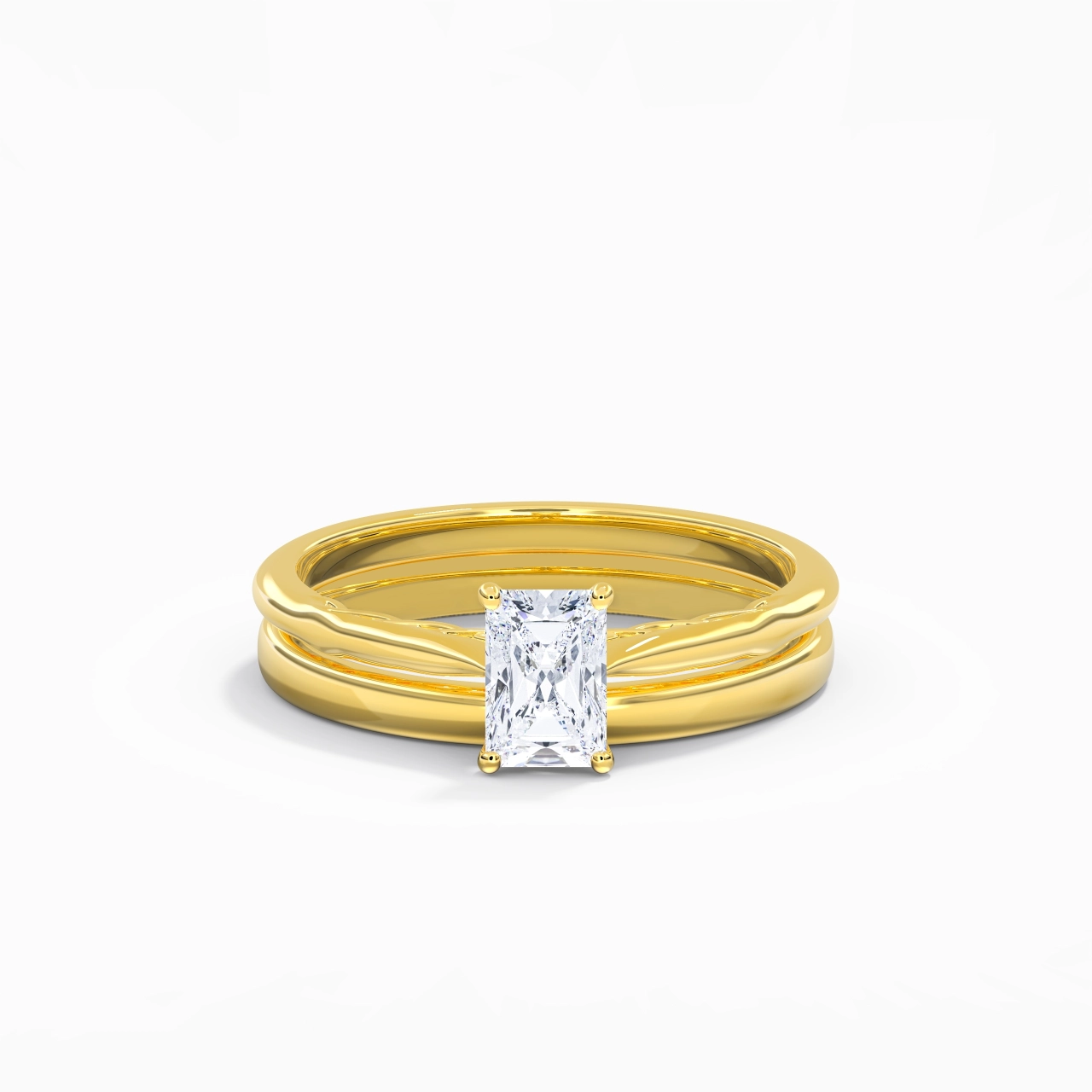 14K Gold Solitaire Traditional Shank Bridal Set