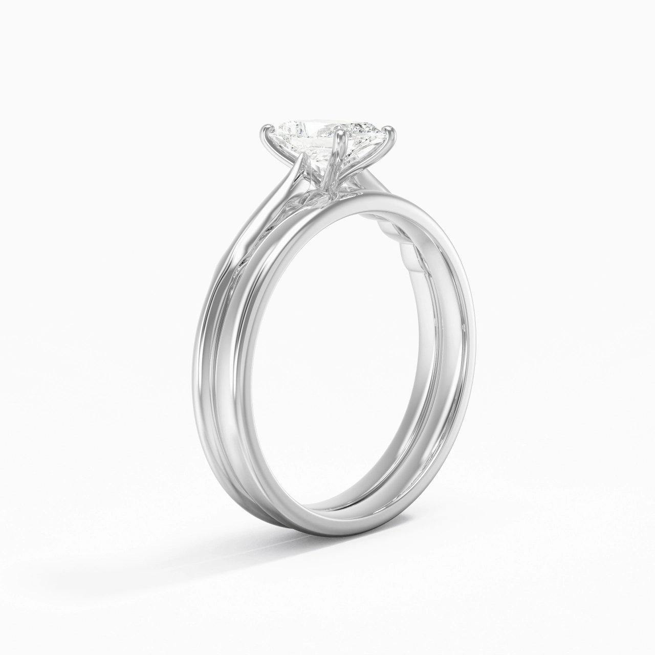 Platinum Solitaire Traditional Shank Bridal Set