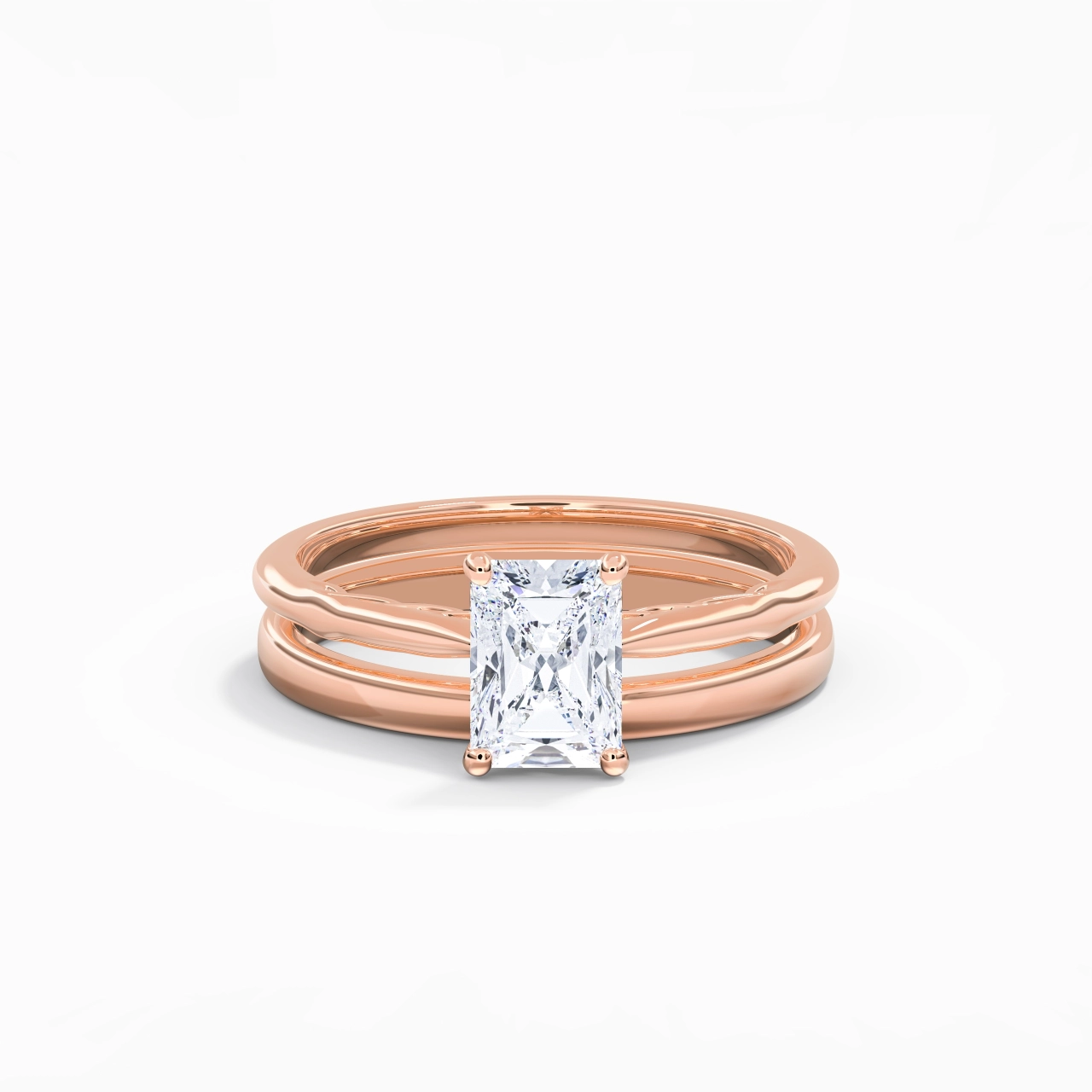 14K Rose Gold Solitaire Traditional Shank Bridal Set