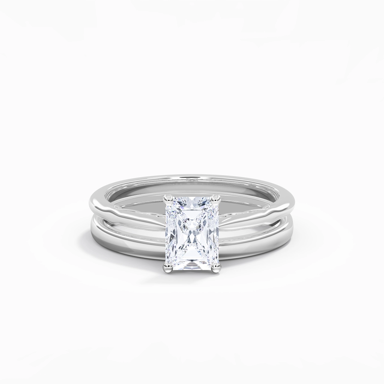 14K White Gold Solitaire Traditional Shank Bridal Set