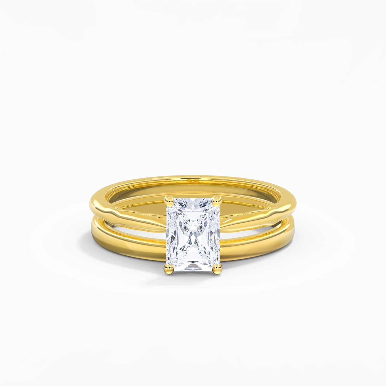 14K Gold Solitaire Traditional Shank Bridal Set