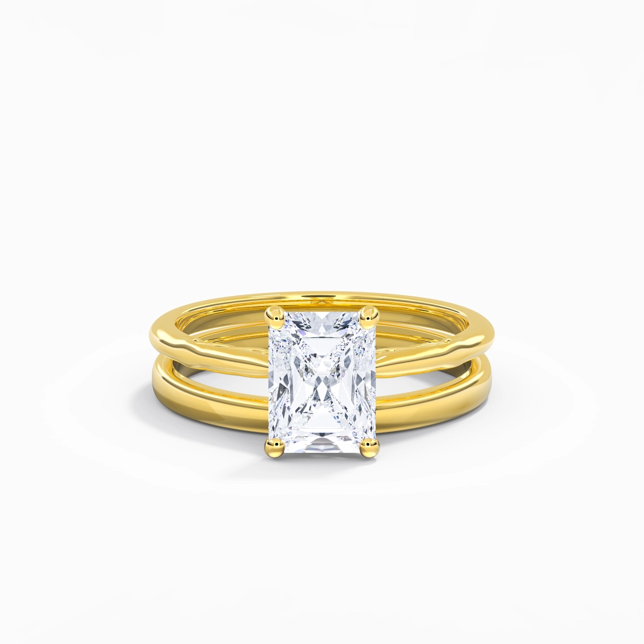 14K Gold Solitaire Traditional Shank Bridal Set