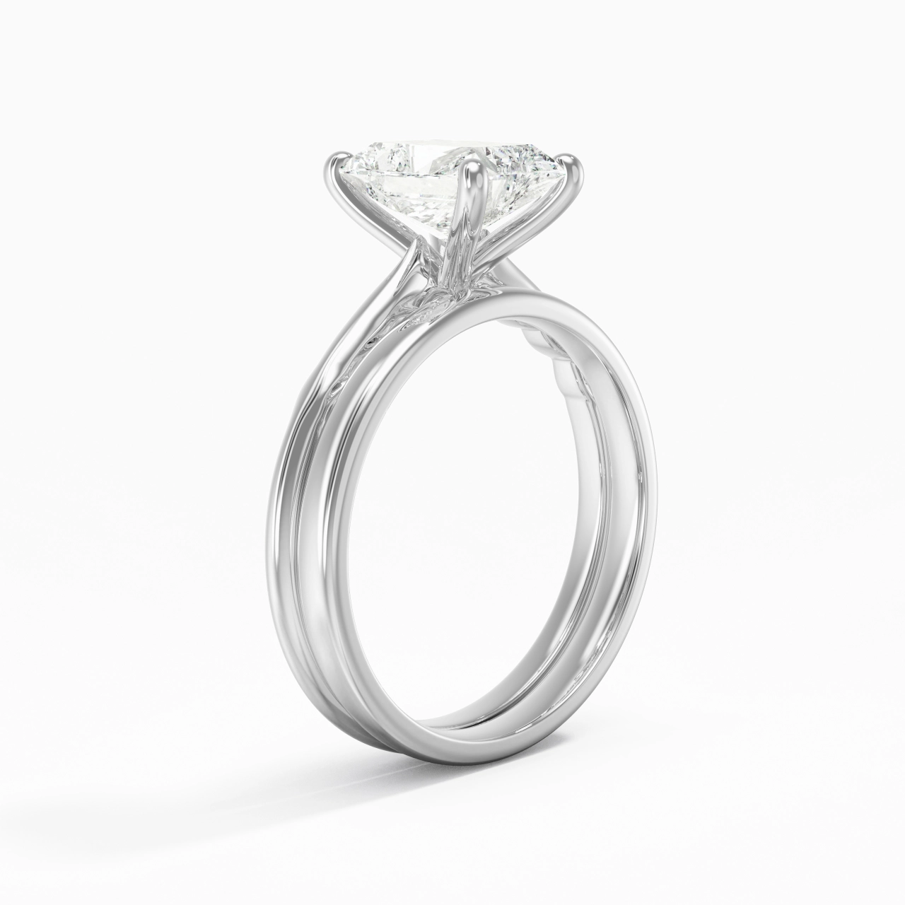 Platinum Solitaire Traditional Shank Bridal Set