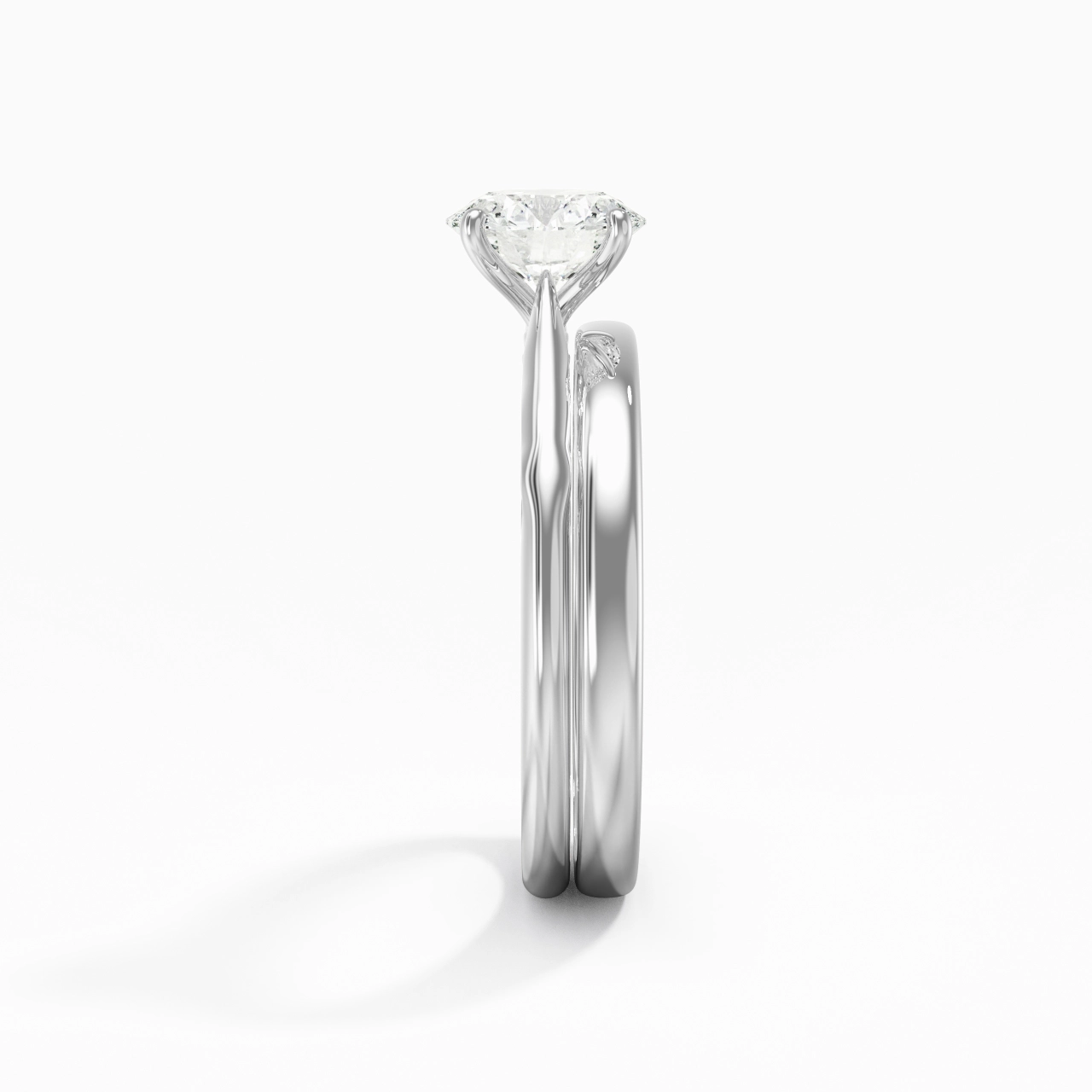 14K White Gold Solitaire Traditional Shank Bridal Set
