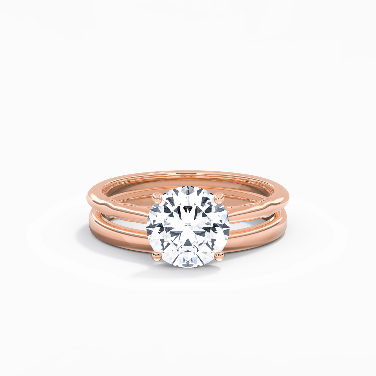 14K Rose Gold Solitaire Traditional Shank Bridal Set