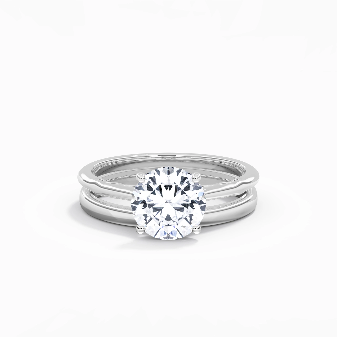 14K White Gold Solitaire Traditional Shank Bridal Set
