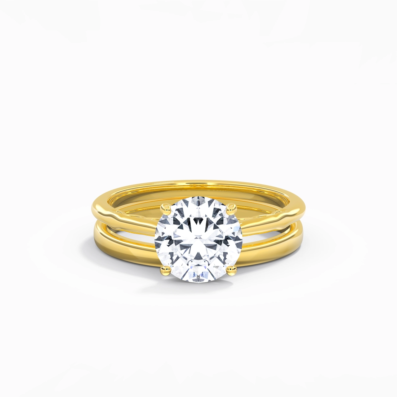 14K Gold Solitaire Traditional Shank Bridal Set