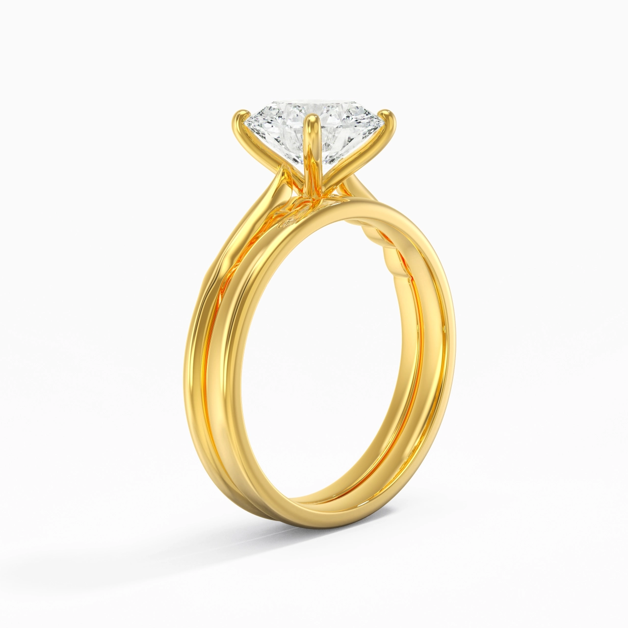 14K Gold Solitaire Traditional Shank Bridal Set