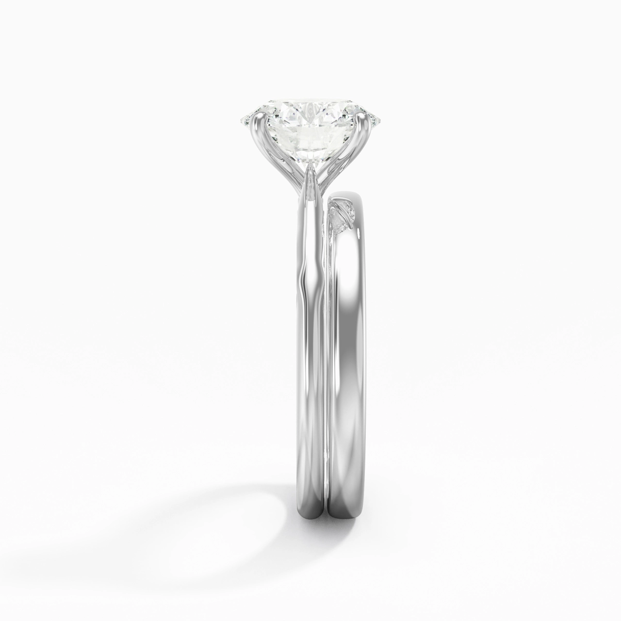14K White Gold Solitaire Traditional Shank Bridal Set
