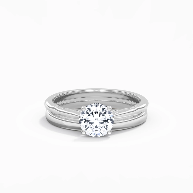 Solitaire Unique Arabesque 1.00ct Moissanite Bridal Set Traditional Shank Platinum