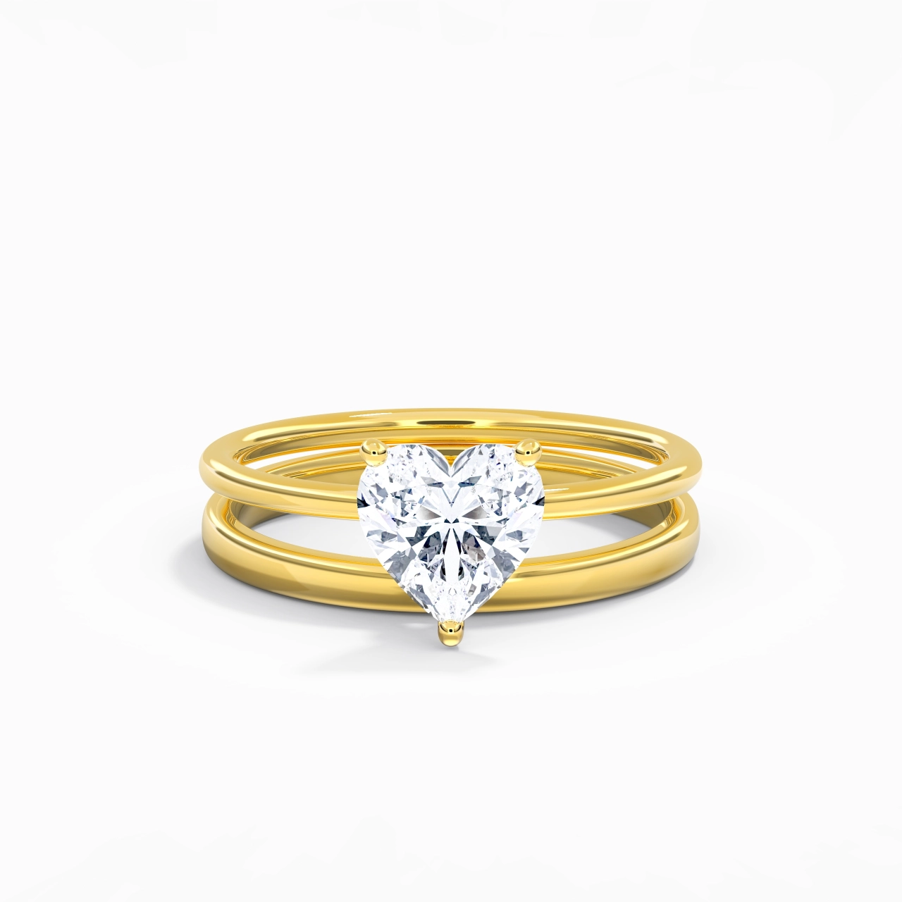14K Gold Hidden Halo Traditional Shank Wedding Ring Set