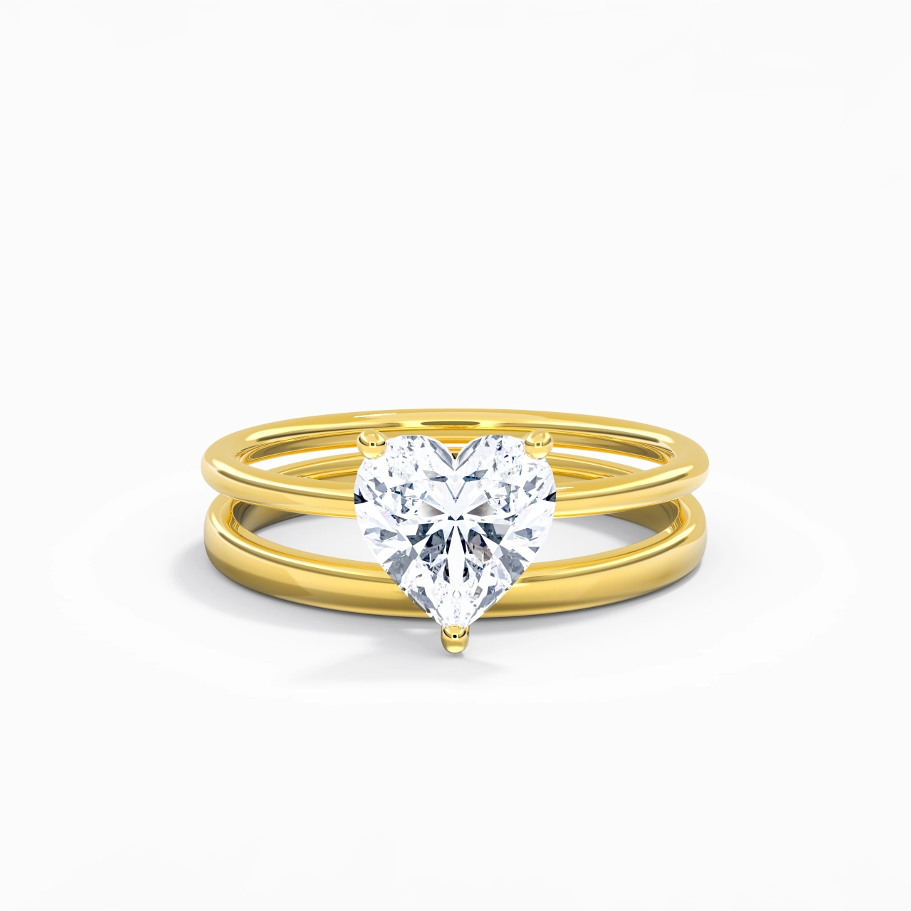 14K Gold Hidden Halo Traditional Shank Wedding Ring Set