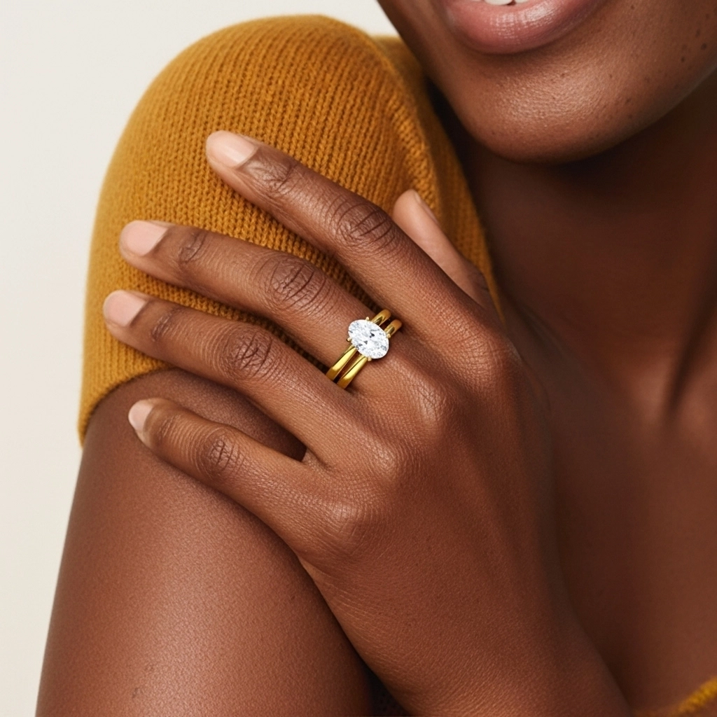 14K Gold Hidden Halo Traditional Shank Wedding Ring Set