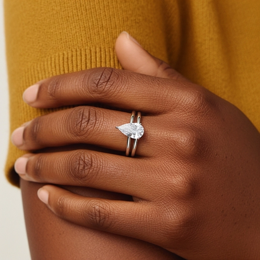 14K White Gold Hidden Halo Traditional Shank Wedding Ring Set