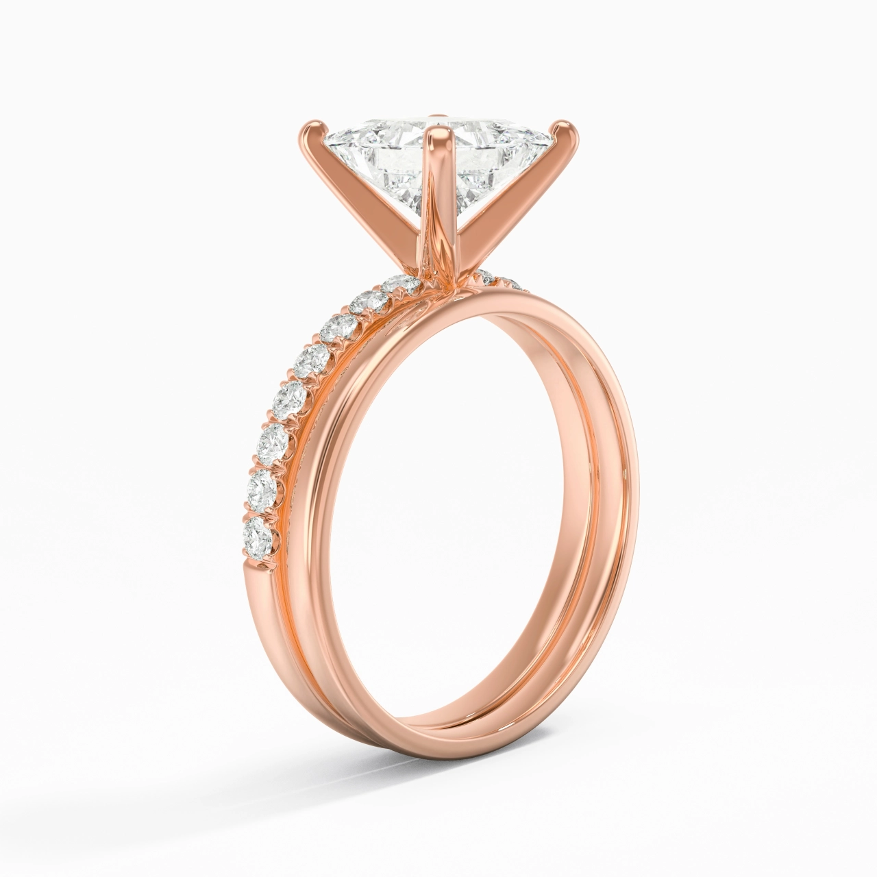 Simple Princess 2.00ct Moissanite Wedding Ring Set