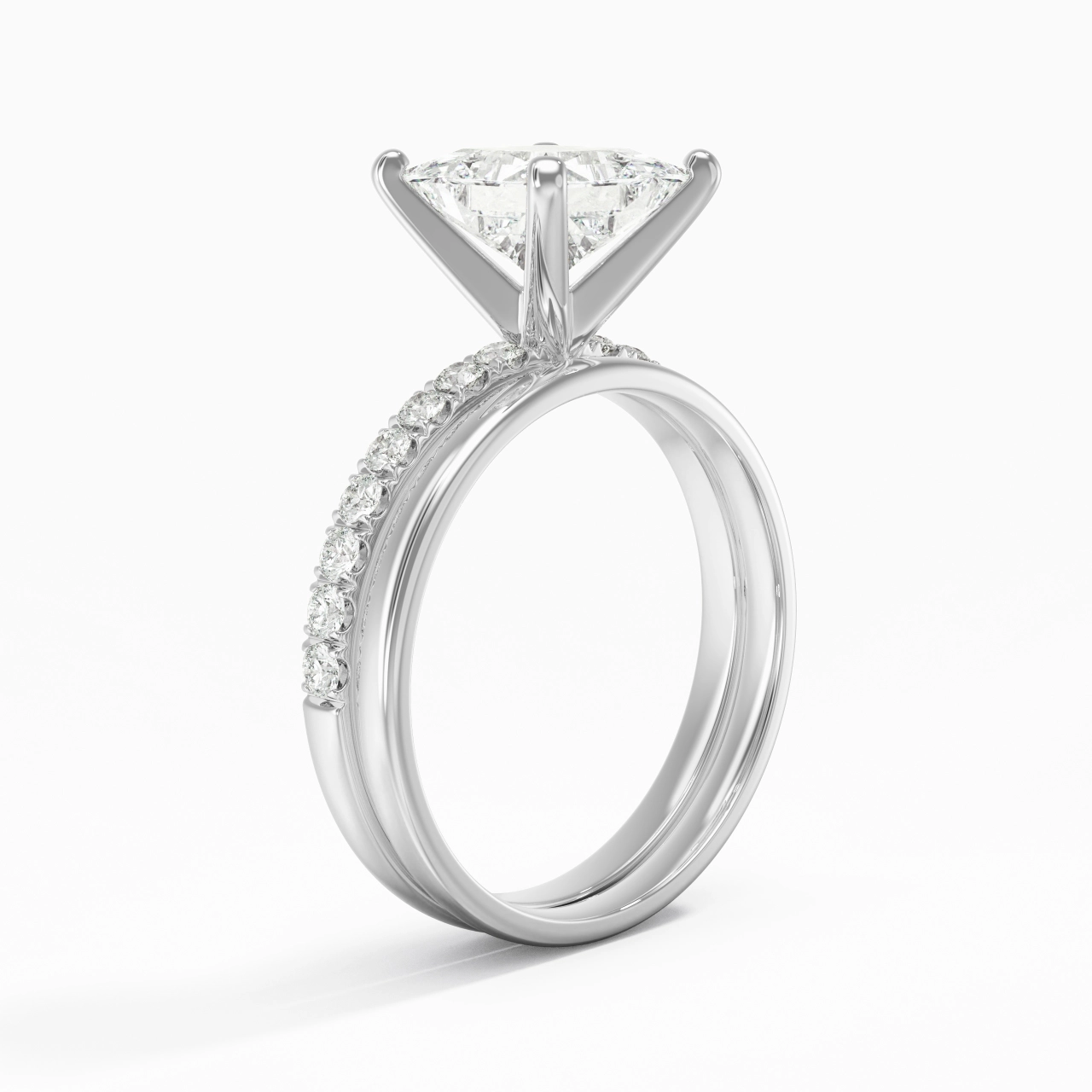 Simple Princess 2.00ct Moissanite Wedding Ring Set