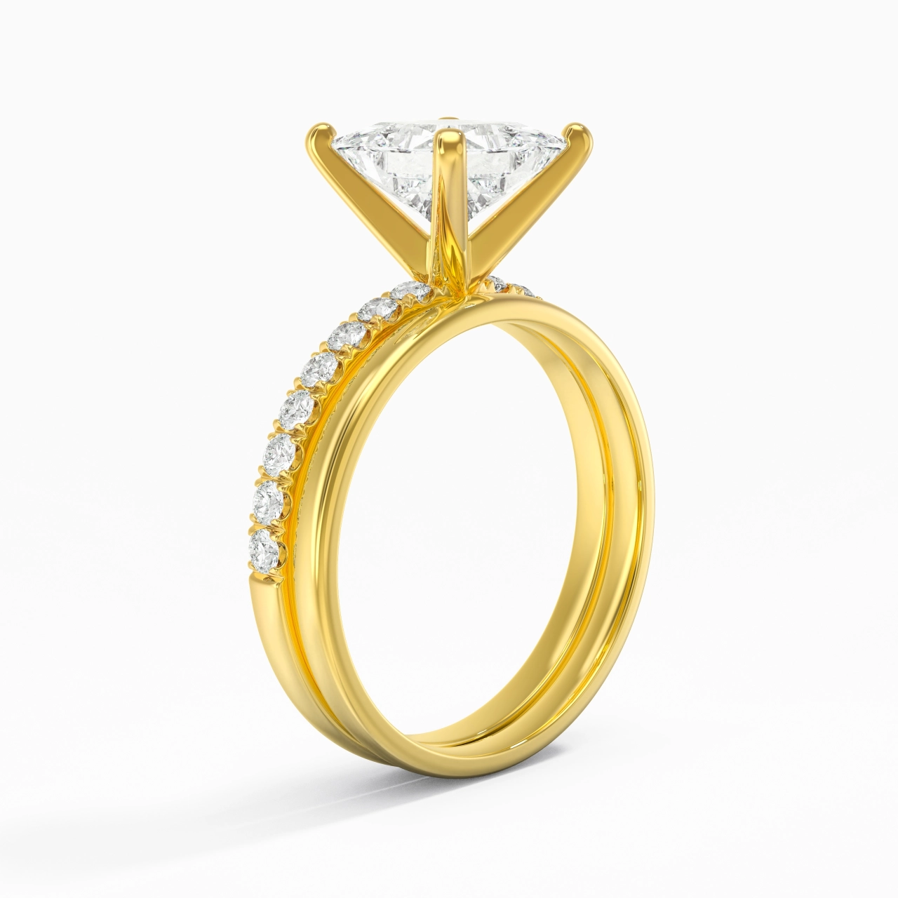 Simple Princess 2.00ct Moissanite Wedding Ring Set