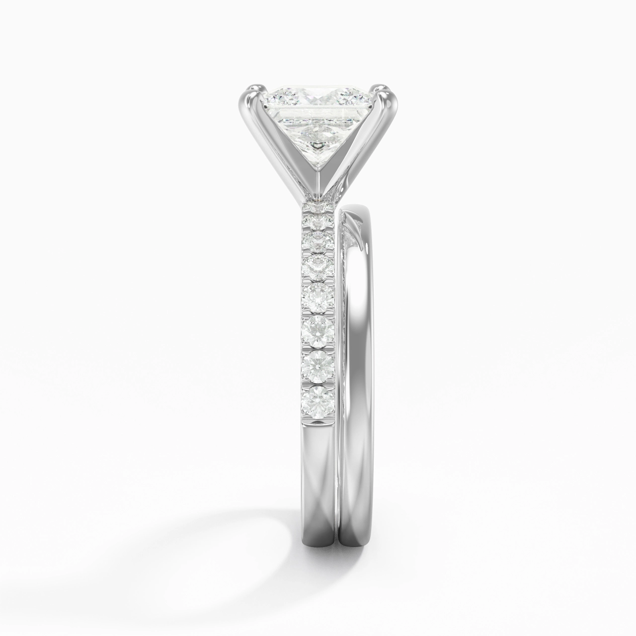Simple Princess 2.00ct Moissanite Wedding Ring Set