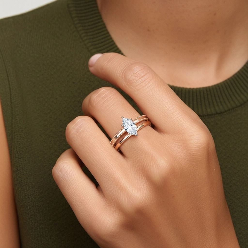 Plaqué Large Perlé Ensemble d'alliances