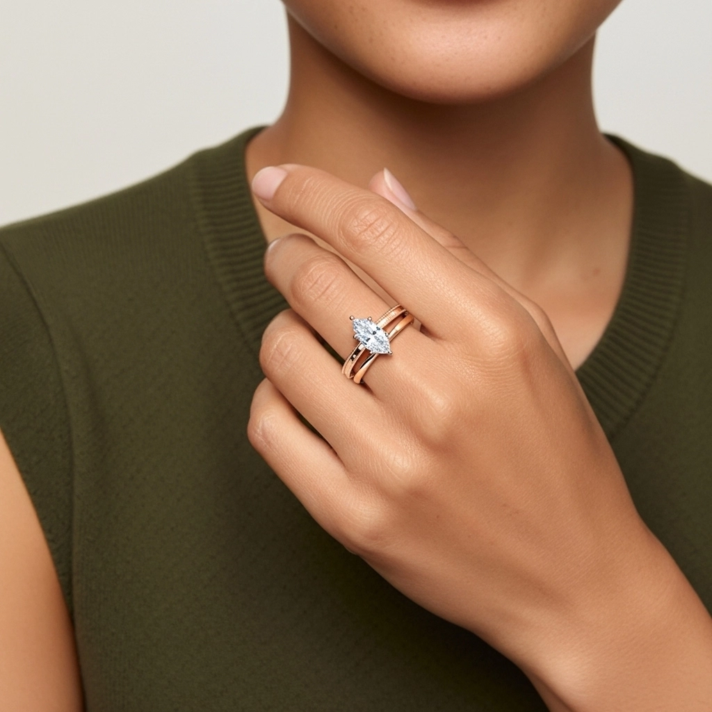 Plaqué Large Perlé Ensemble d'alliances