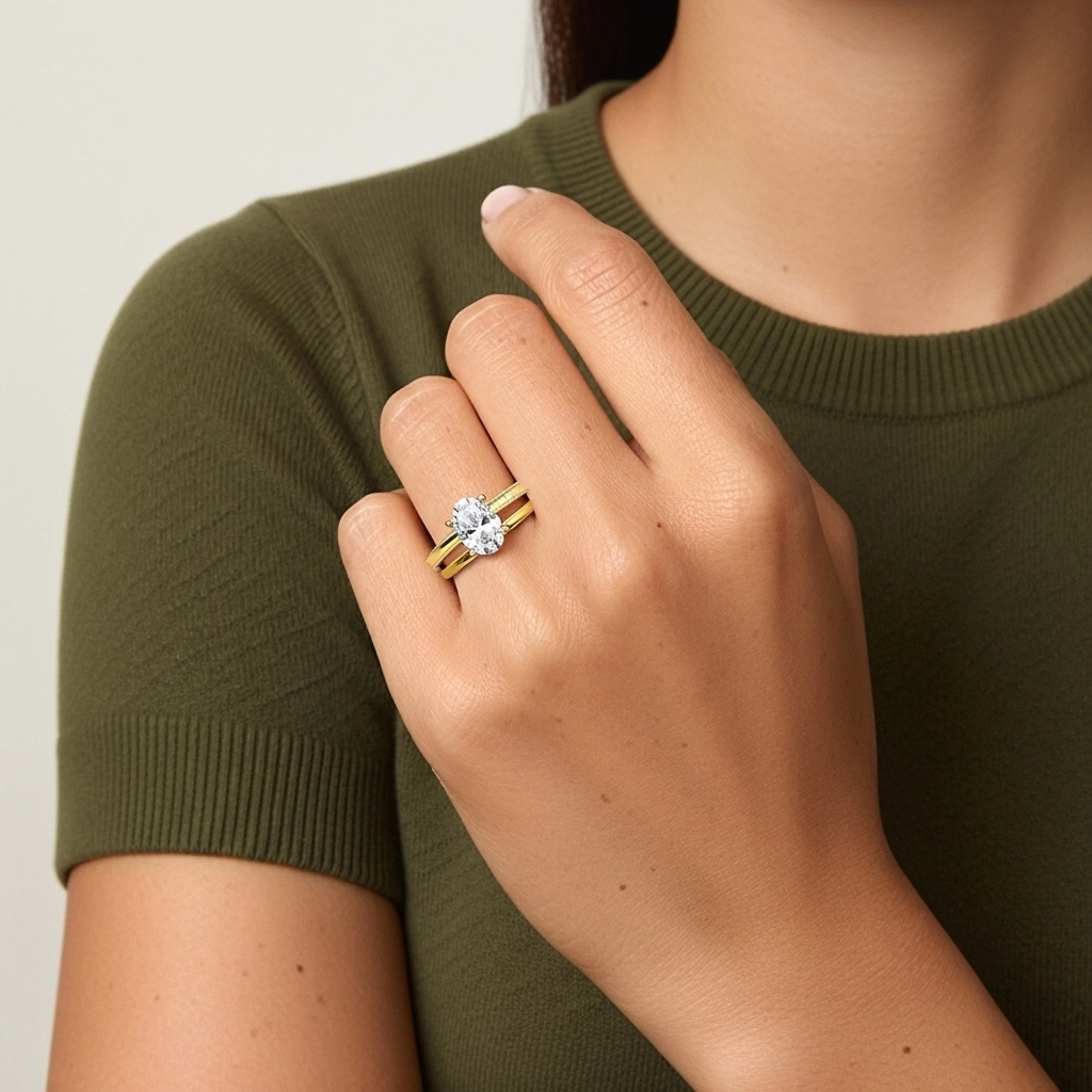 Plated Wide Beaded Wedding Ring Set