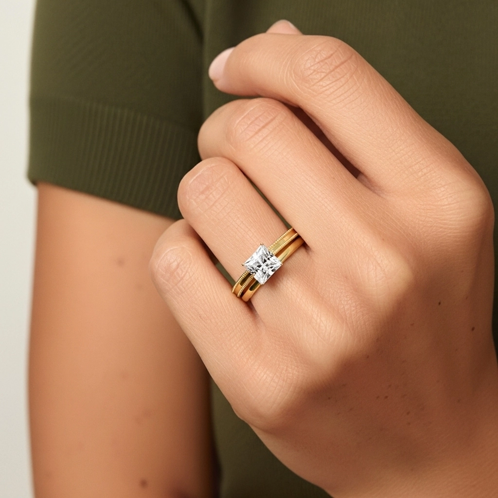 Plaqué Large Perlé Ensemble d'alliances