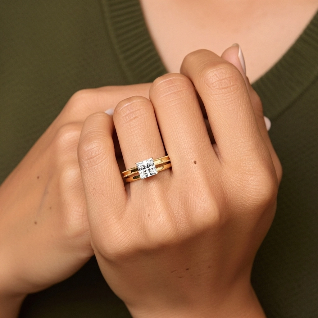 Plaqué Large Perlé Ensemble d'alliances