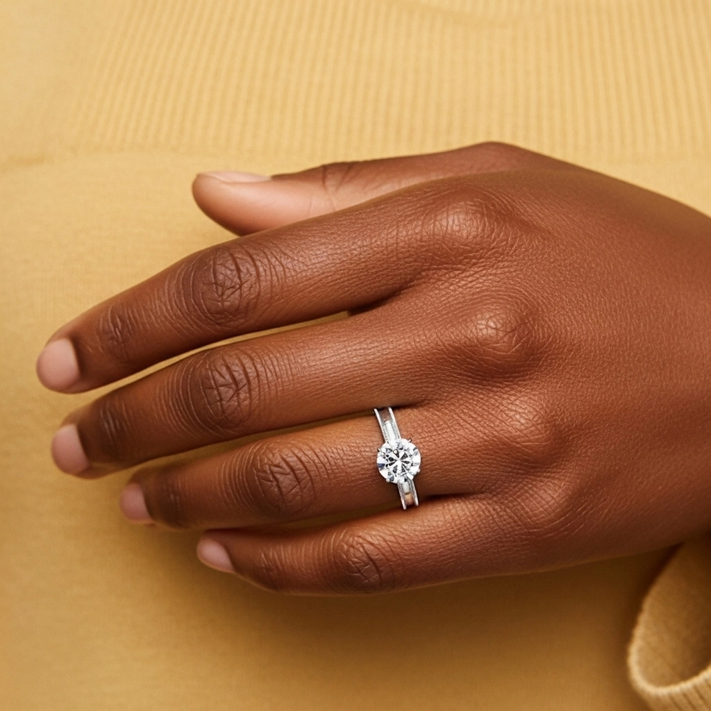 Plated Wide Beaded Wedding Ring Set