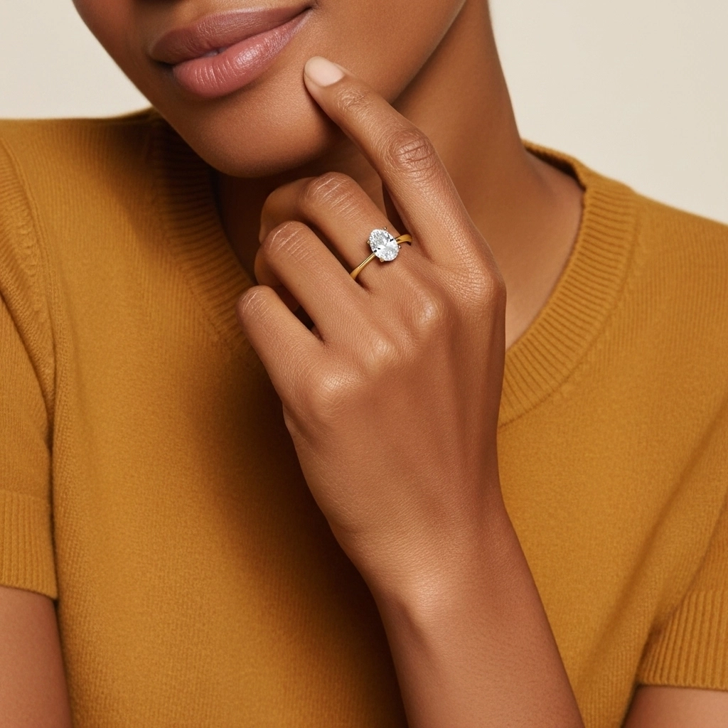 Classique Ovale Coupé Bague de fiançailles