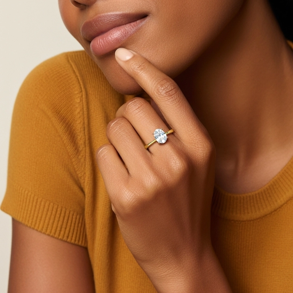 Classique Ovale Coupé Bague de fiançailles