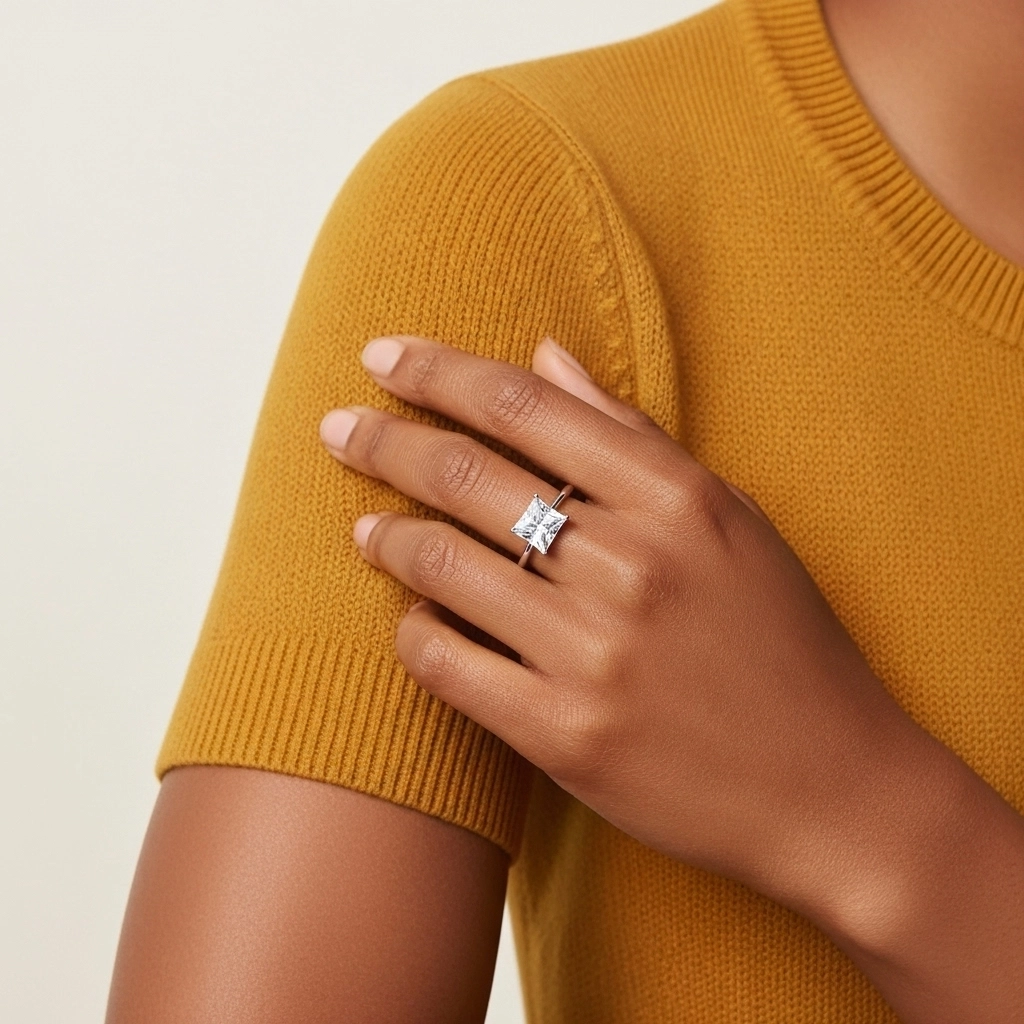 Clásico Princesa Corte Anillo de Compromiso