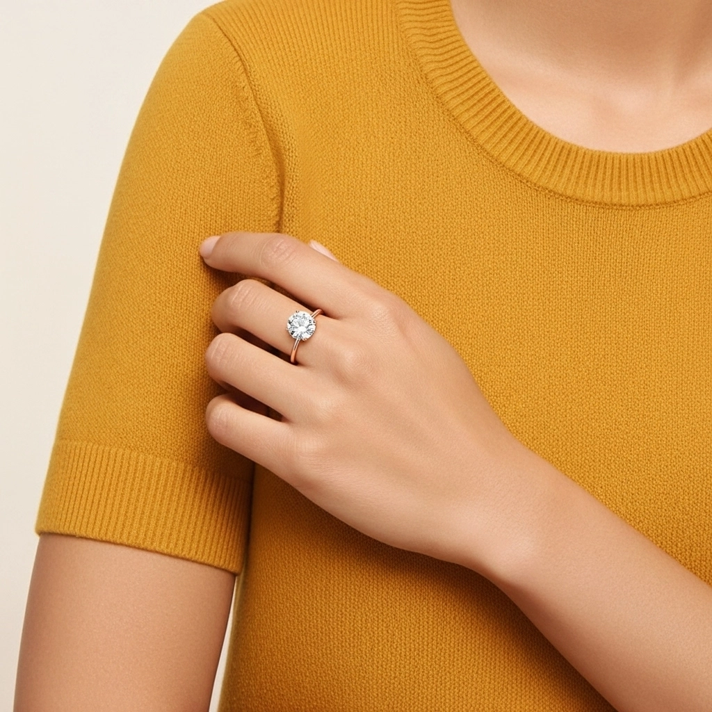 Classique Rond Coupé Bague de fiançailles