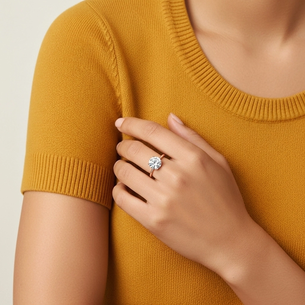 Classique Rond Coupé Bague de fiançailles