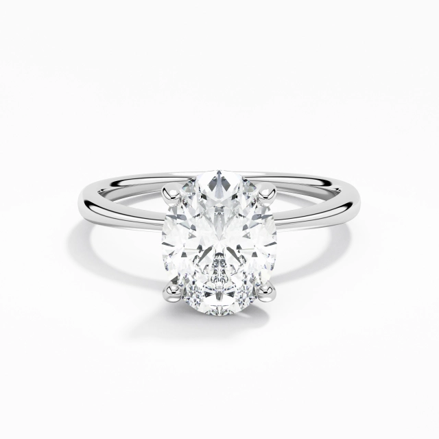 Zircon cubique Classique Solitaire Bague de fiançailles Argent sterling 925 Conique Inversée 2.00ct Ovale Coupé Pour Femme